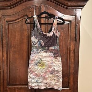 Nicole Miller Pink Gray Bodycon Mini Dress